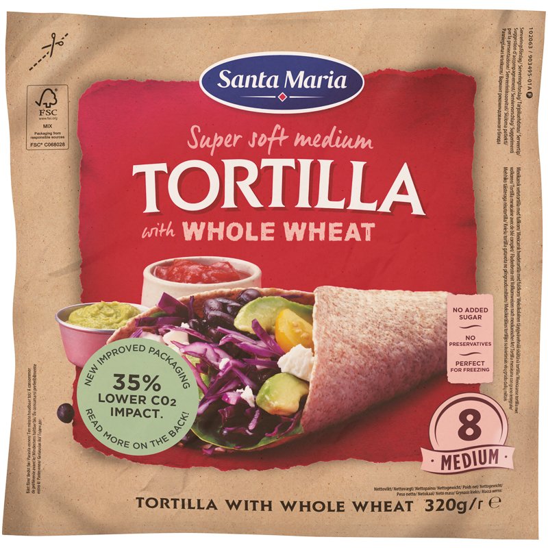 Tortillaleivät Whole Wheat Medium - 34% alennus