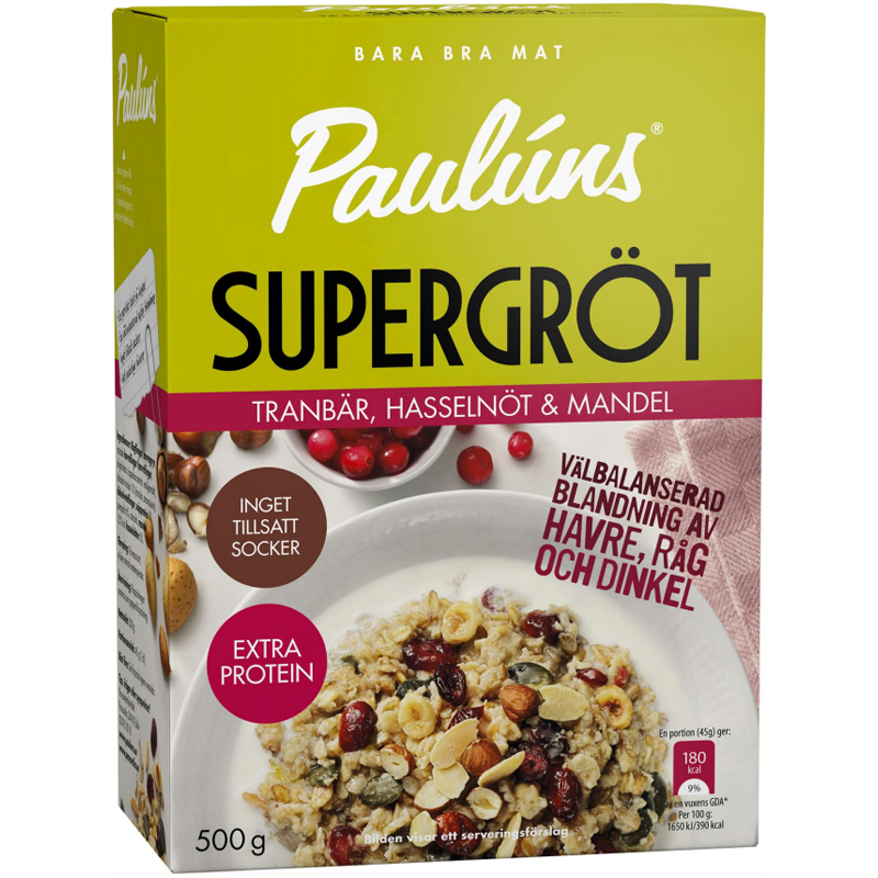 Puuro Karpalo, Hasselpähkinä & Manteli 500 g - 56% alennus