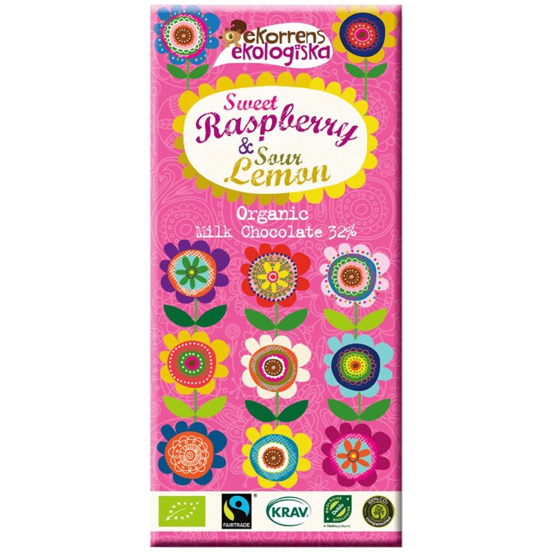 Luomu Maitosuklaa Sweet Raspberry & Sour Lemon - 60% alennus