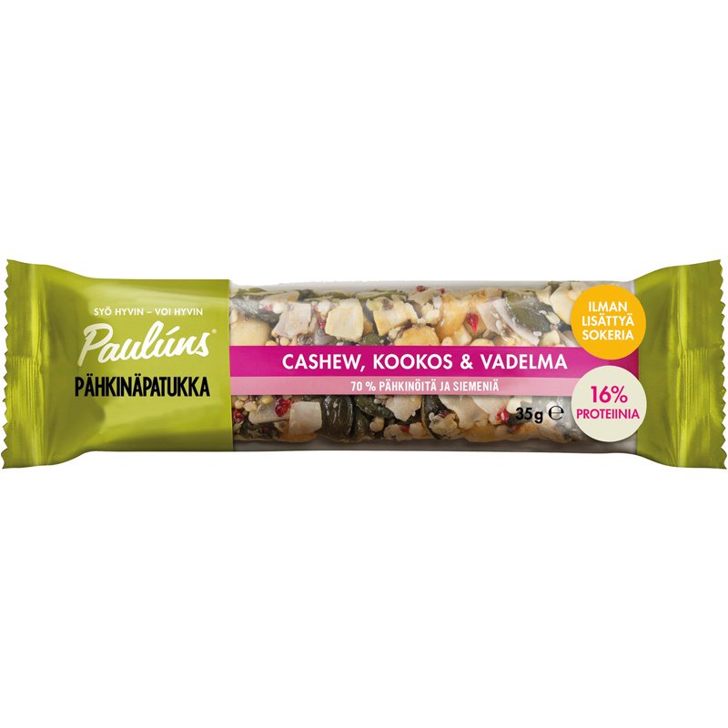 Pähkinäpatukka Cashew, Kookos & Vadelma - 32% alennus