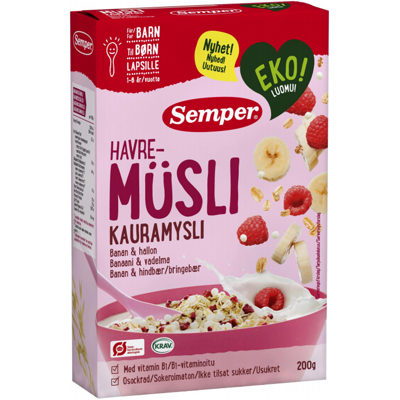 Kauramysli Banaani & Vadelma 200 g - 35% alennus